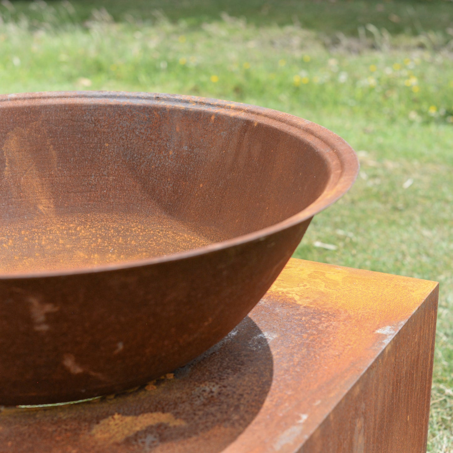 Rustic Fire Bowl & Wood Store - 72cm Diameter